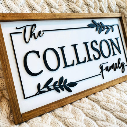 Personalized Family Name 3D Wood Sign, Customize Name Sign for Wedding or Bridal Shower Gift, Closing Gift, Framed Wood Sign