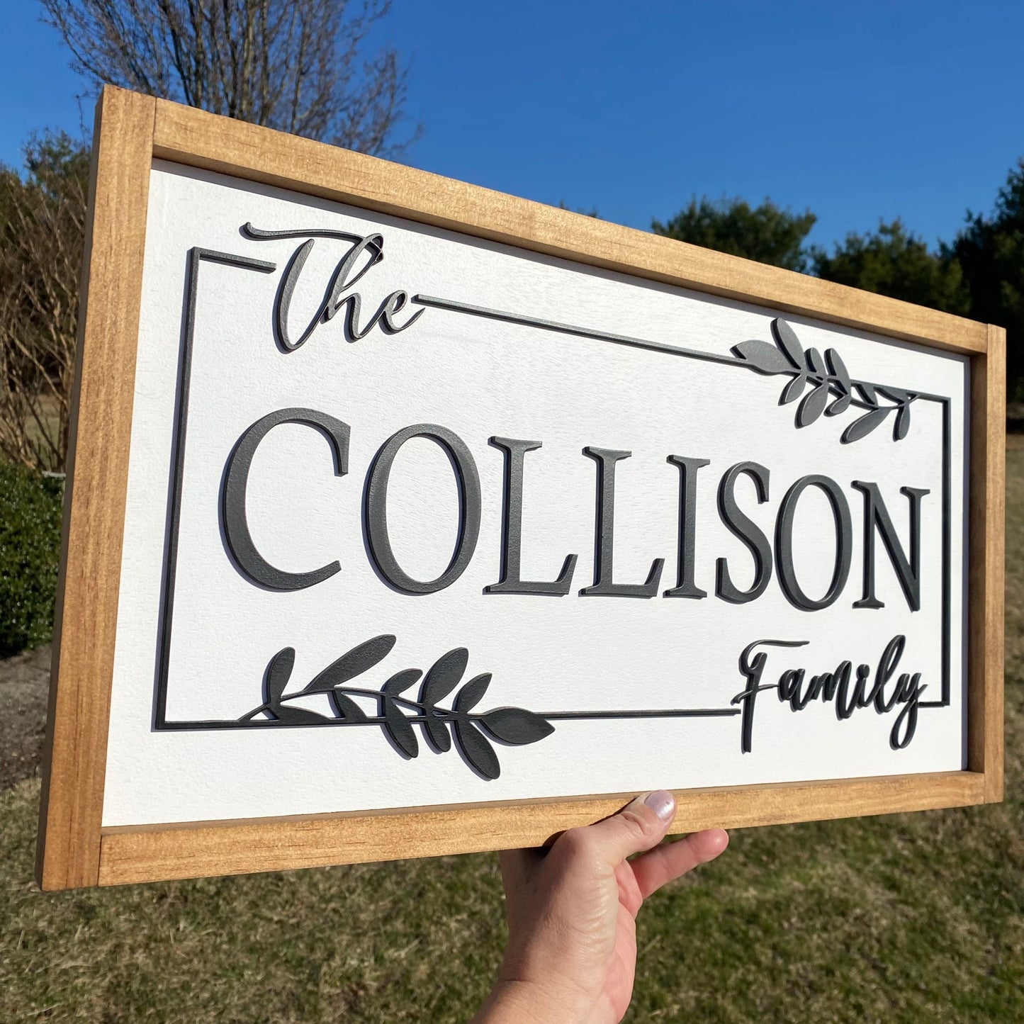 Personalized Family Name 3D Wood Sign, Customize Name Sign for Wedding or Bridal Shower Gift, Closing Gift, Framed Wood Sign