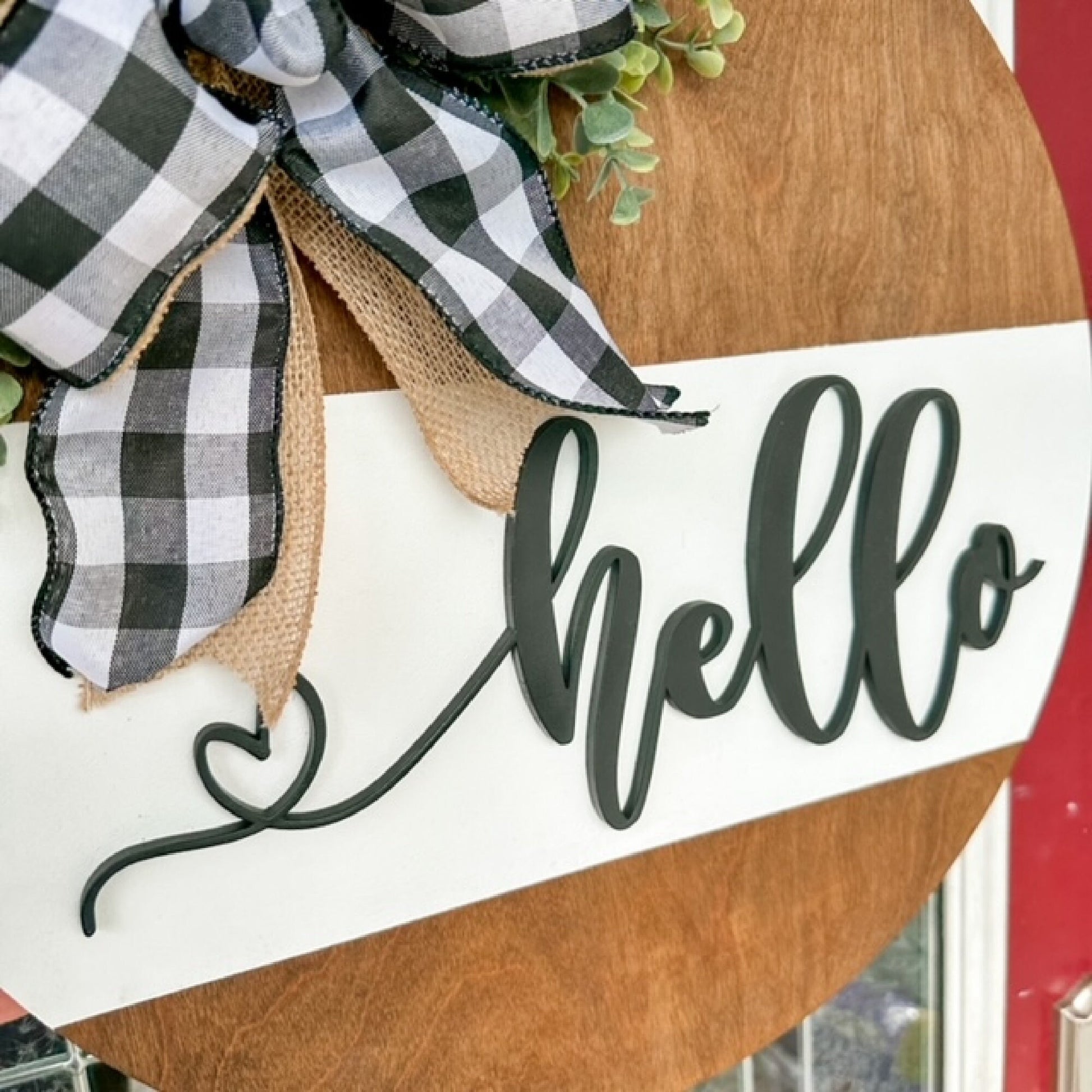 Front Door Decor, Housewarming Gift, Hello Sign, Front Porch Decor, Realtor Client Gift, Front Door  Welcome, Hello Door Hanger Sign,