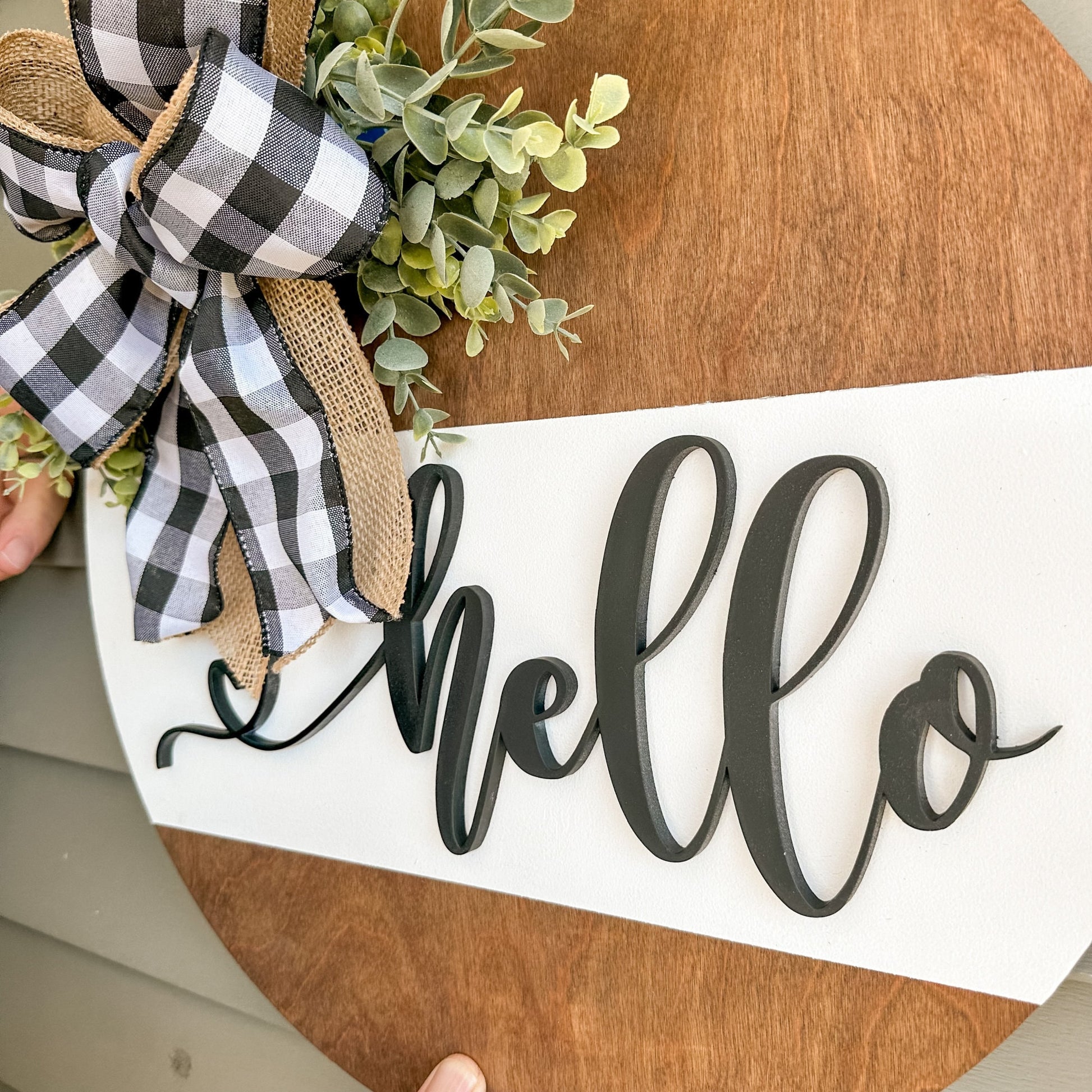 Front Door Decor, Housewarming Gift, Hello Sign, Front Porch Decor, Realtor Client Gift, Front Door  Welcome, Hello Door Hanger Sign,