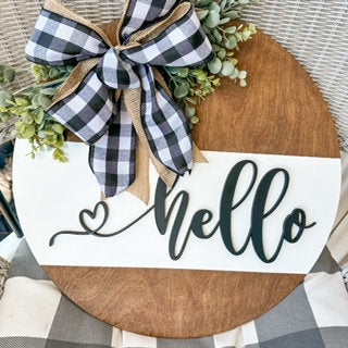 Front Door Decor, Housewarming Gift, Hello Sign, Front Porch Decor, Realtor Client Gift, Front Door  Welcome, Hello Door Hanger Sign,
