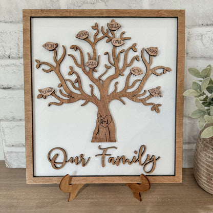 Mother's Day Gift, Grandparent Gift, Personalized Family Tree Sign, Birthday Gift, Gift for Mom, Grandkids Sign, Custom Family Sign