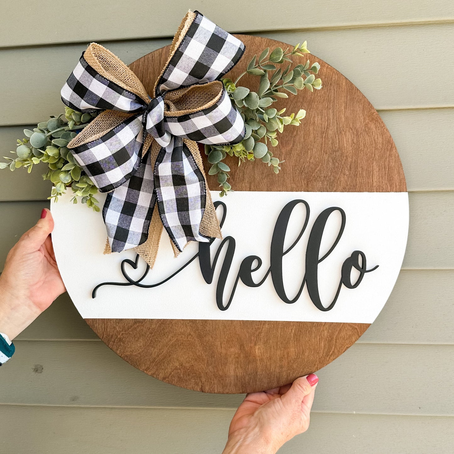 Front Door Decor, Housewarming Gift, Hello Sign, Front Porch Decor, Realtor Client Gift, Front Door  Welcome, Hello Door Hanger Sign,