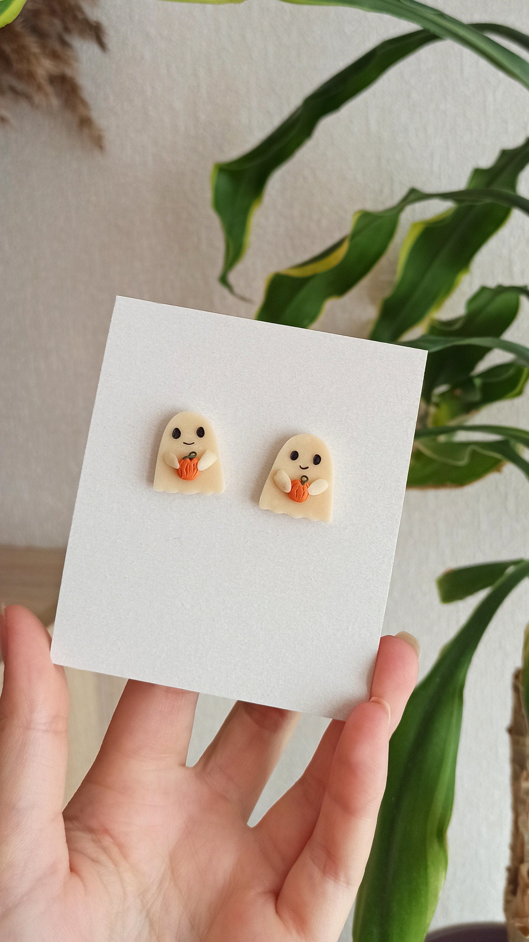 Avelli- Dark glow Ghosts, Halloween Earring, Polymer Clay stud, Cute Ghost, Halloween Earrings Clay, Halloween  Charms, Glow in The Dark