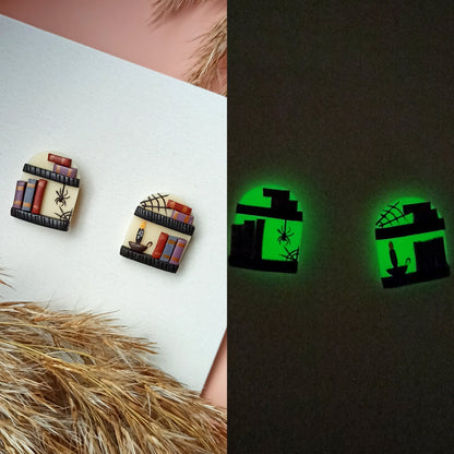 Spider Earrings/ Halloween Earrings/ Polymer Clay Earrings/ Glow in the dark/ Halloween Earrings Clay/ Small details studs/ Spooky jewelry