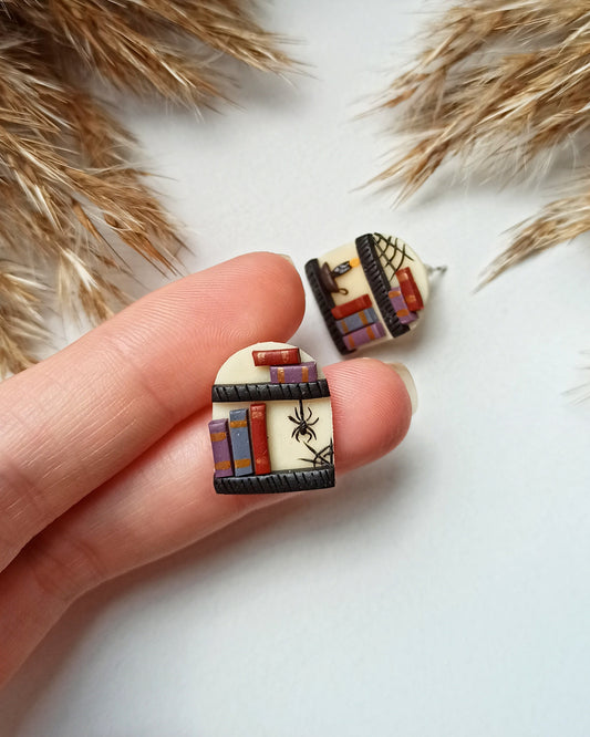 Spider Earrings/ Halloween Earrings/ Polymer Clay Earrings/ Glow in the dark/ Halloween Earrings Clay/ Small details studs/ Spooky jewelry