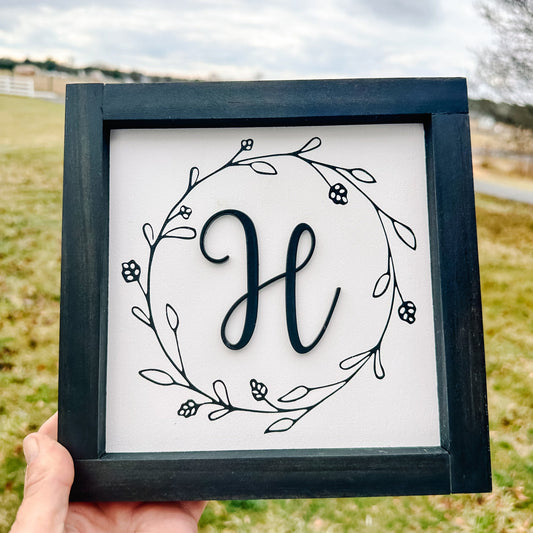 Monogram Family Sign for Gallery Wall, Framed Initial Sign, Wedding Gift, Housewarming Gift, Family Initial 3D Sign, Personalized Sign