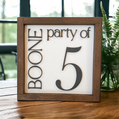 Party of 3 Sign, Family Name Sign, 3D Number Sign, Last Name Sign, Custom Family Name Sign, Party of 4,5,6 Sign, Personalized Family Sign