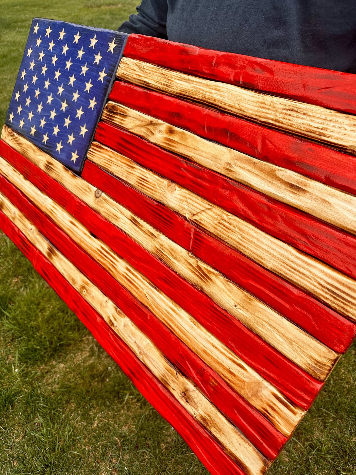 Rustic American Wood Flag, Military Gift, Painted Charred Distressed American Flag, Wooden Flag, Military Retirement Gift, Patriotic Gift