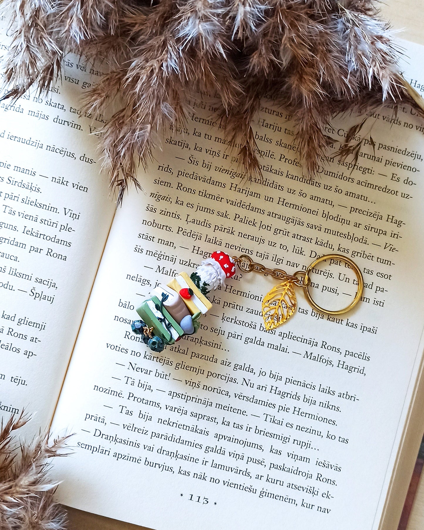 Mushroom Keychain | Book Keychain | Bookish Gift | Woodland Keychain | Polymer clay Keychain | Booklover | Back-to-school | Bookworm