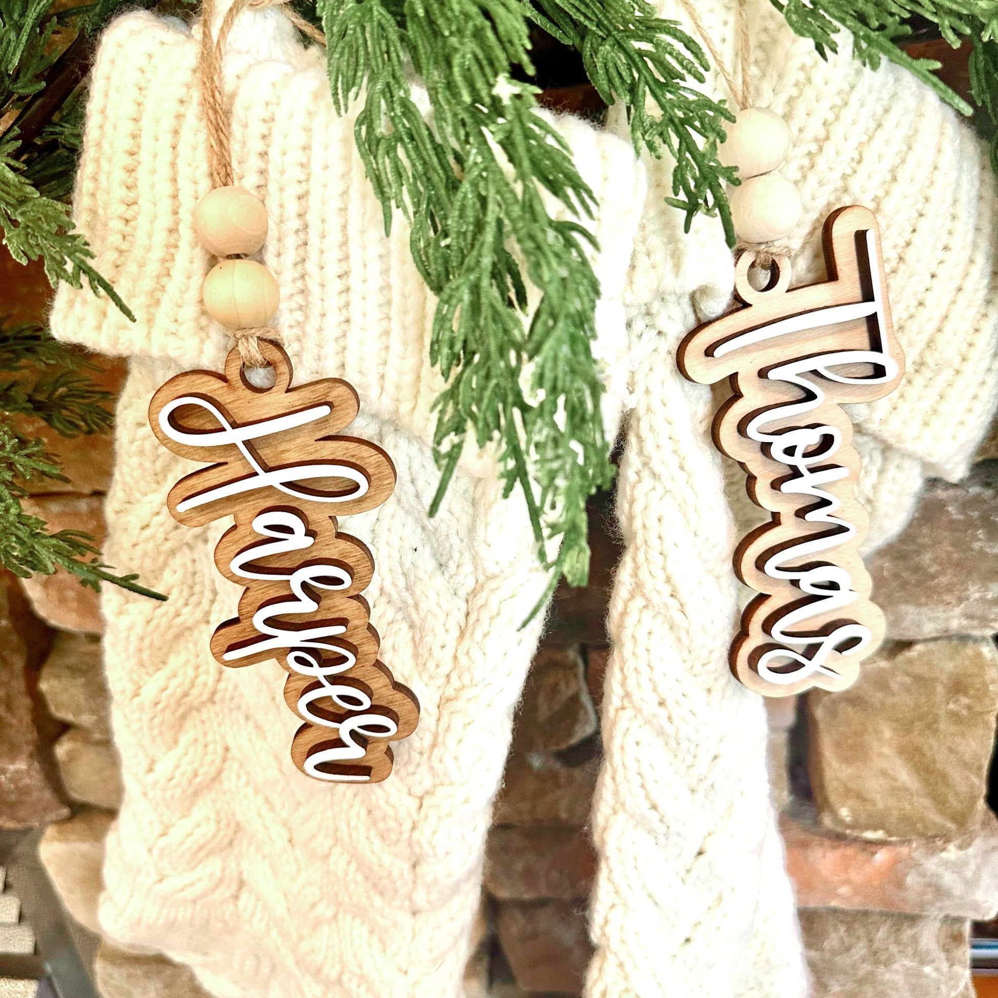 Personalized Christmas Stocking Tags, Wood Gift Tags, Custom Name Tags, Stocking Name Tag, Wooden Name Tag, Gift Name Tag, Christmas Decor