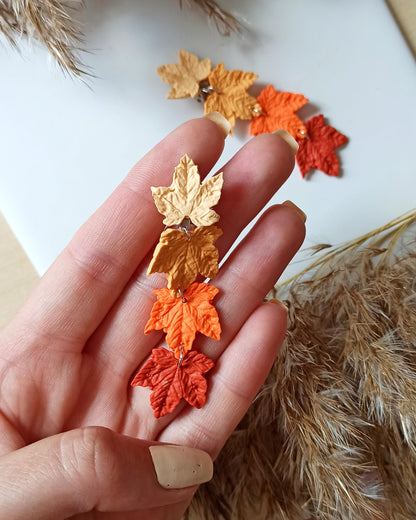 Handmade Fall Maple Leaf Clip On Earrings: Stainless Steel Autumn Jewelry
