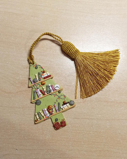 Avelli- Christmas tassel bookmark, aesthetic Christmas tree, Cute bookmark, Bookworm gift Bookshop, Magic bookmark, Winter mood reader green