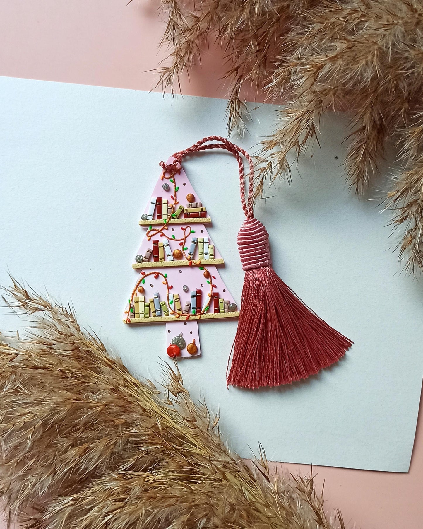 Pink Polymer Clay tree Bookmark, Gift for a Book Lover, Anniversary Gift, Birthday Gift  Friend, Custom Christmas reader, Book Lovers Club,