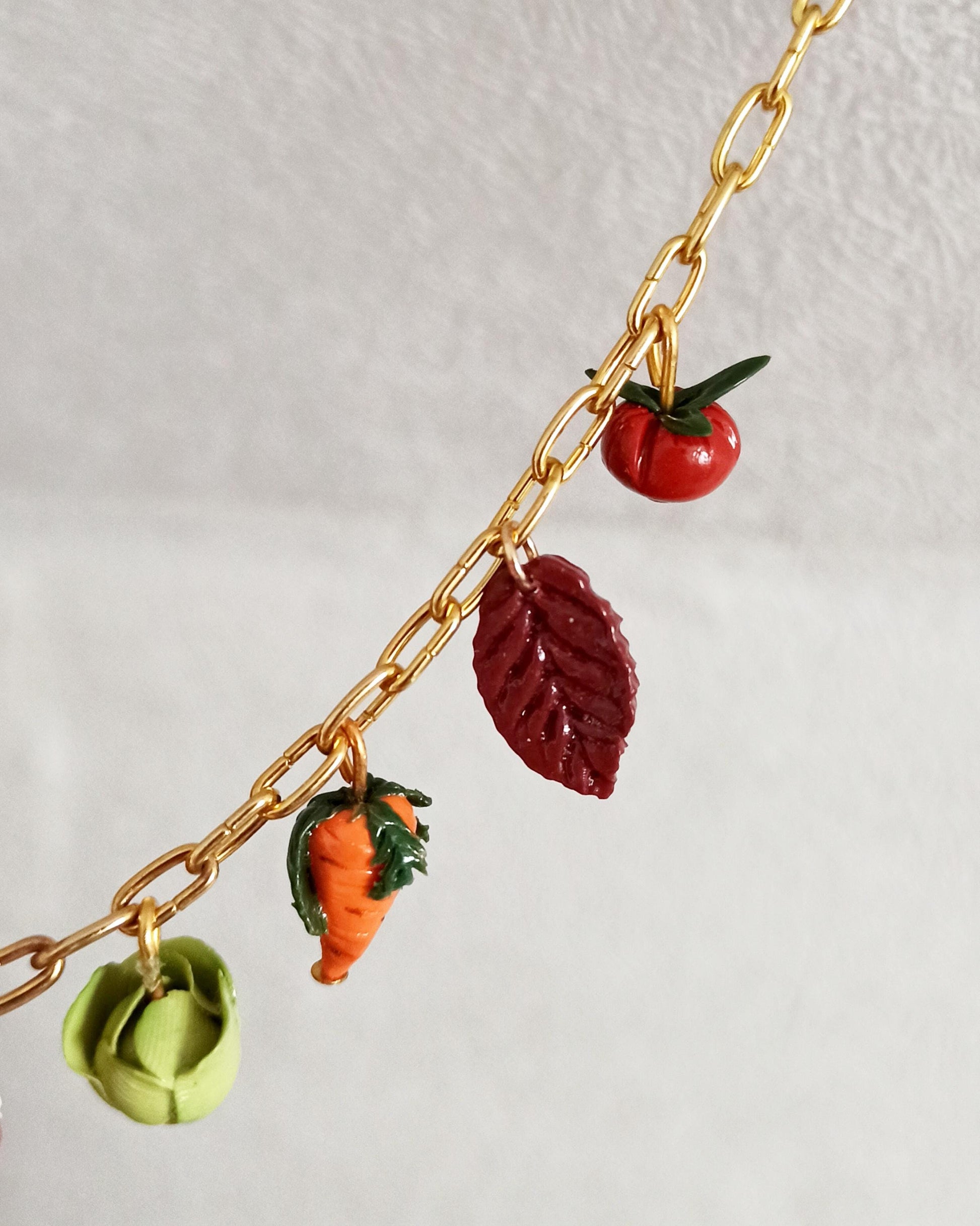 Handmade Fall Charm Necklace: Polymer Clay Harvest Charms