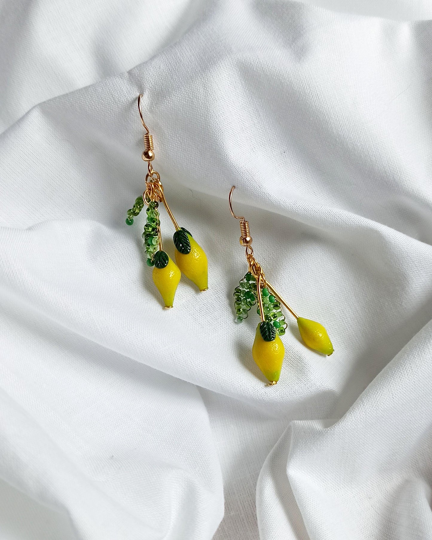 Lemon Drop Polymer Clay Earrings: Miniature Fruit Dangle Earrings