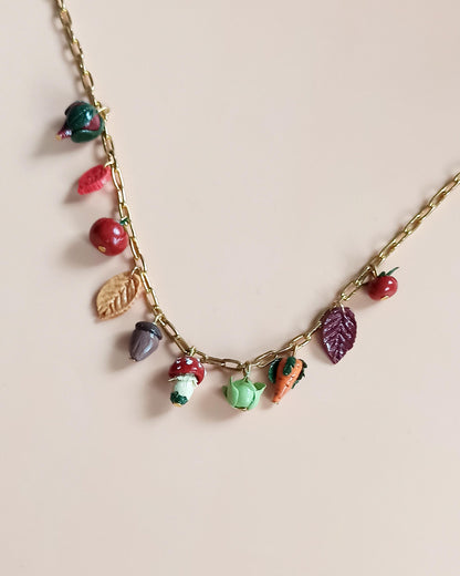 Handmade Fall Charm Necklace: Polymer Clay Harvest Charms
