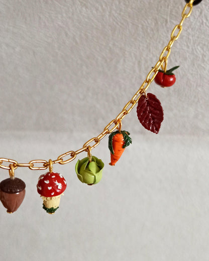 Handmade Fall Charm Necklace: Polymer Clay Harvest Charms
