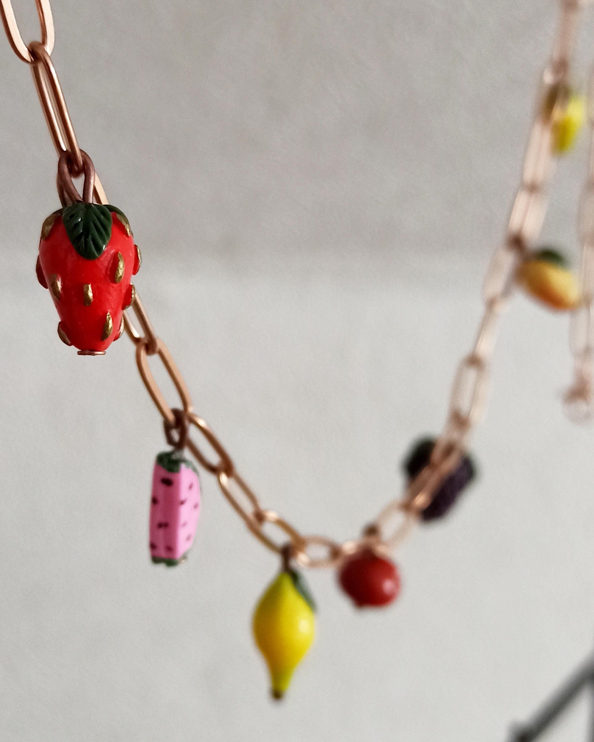 Hand Painted Polymer Clay Fruit Necklace: Summer Vibe charm Jewelry