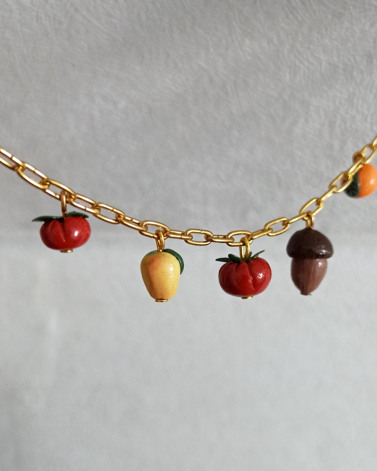 Custom Fruit Charm Necklace: Gold Chain, Build Your Own