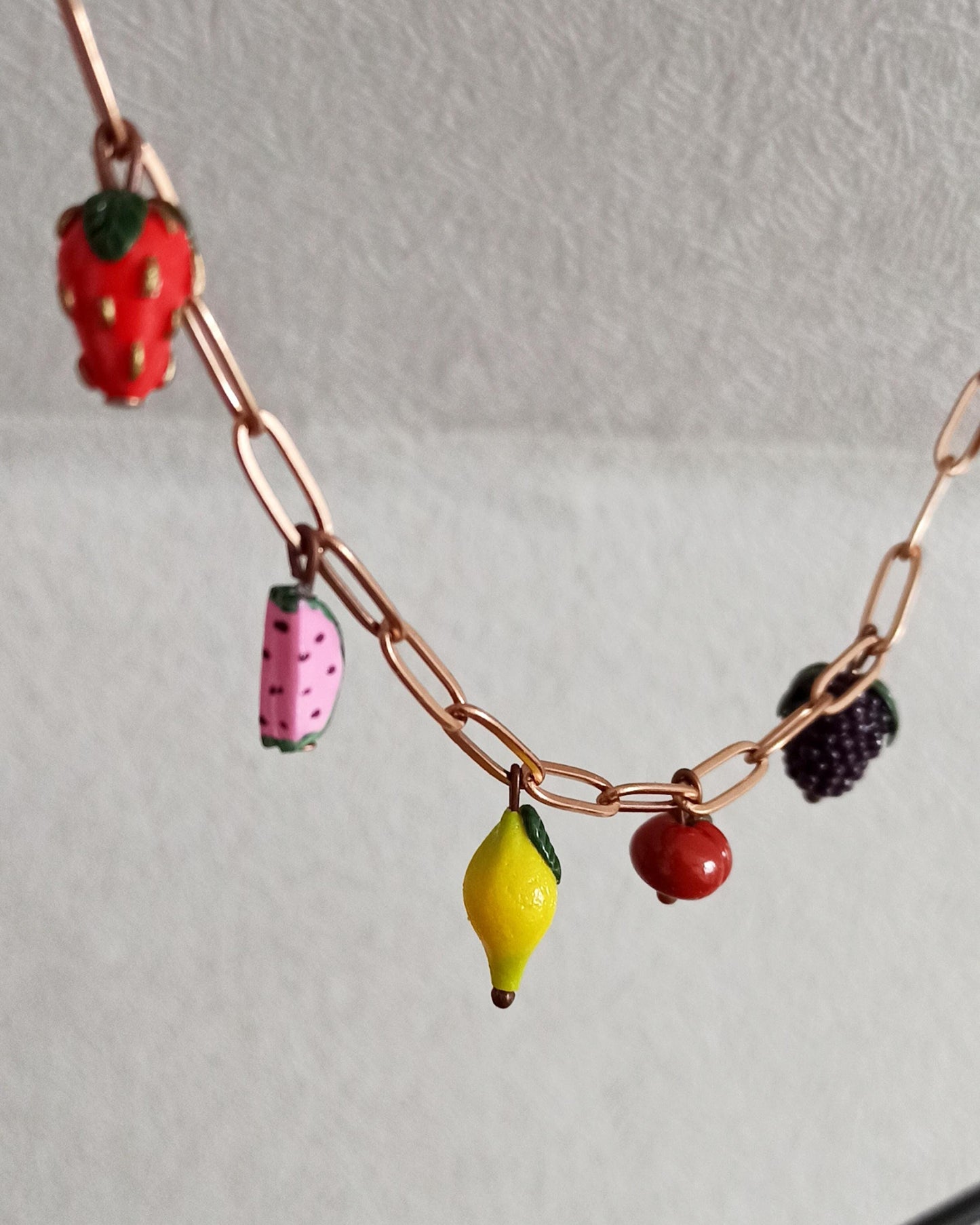 Custom Fruit Charm Necklace: Gold Chain, Build Your Own