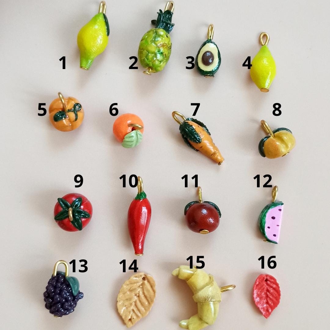 Custom Fruit Charm Necklace: Gold Chain, Build Your Own