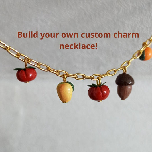 Custom Fruit Charm Necklace: Gold Chain, Build Your Own