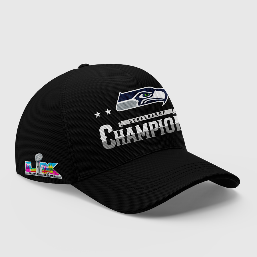 Seattle Seahawks Heather Gray 2025 NFC Champions Locker Room Trophy Collection Tshirt