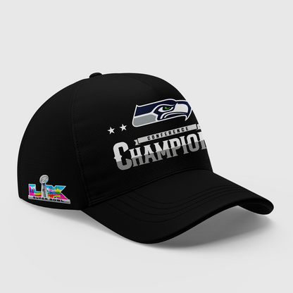 Seattle Seahawks Heather Gray 2025 NFC Champions Locker Room Trophy Collection Tshirt