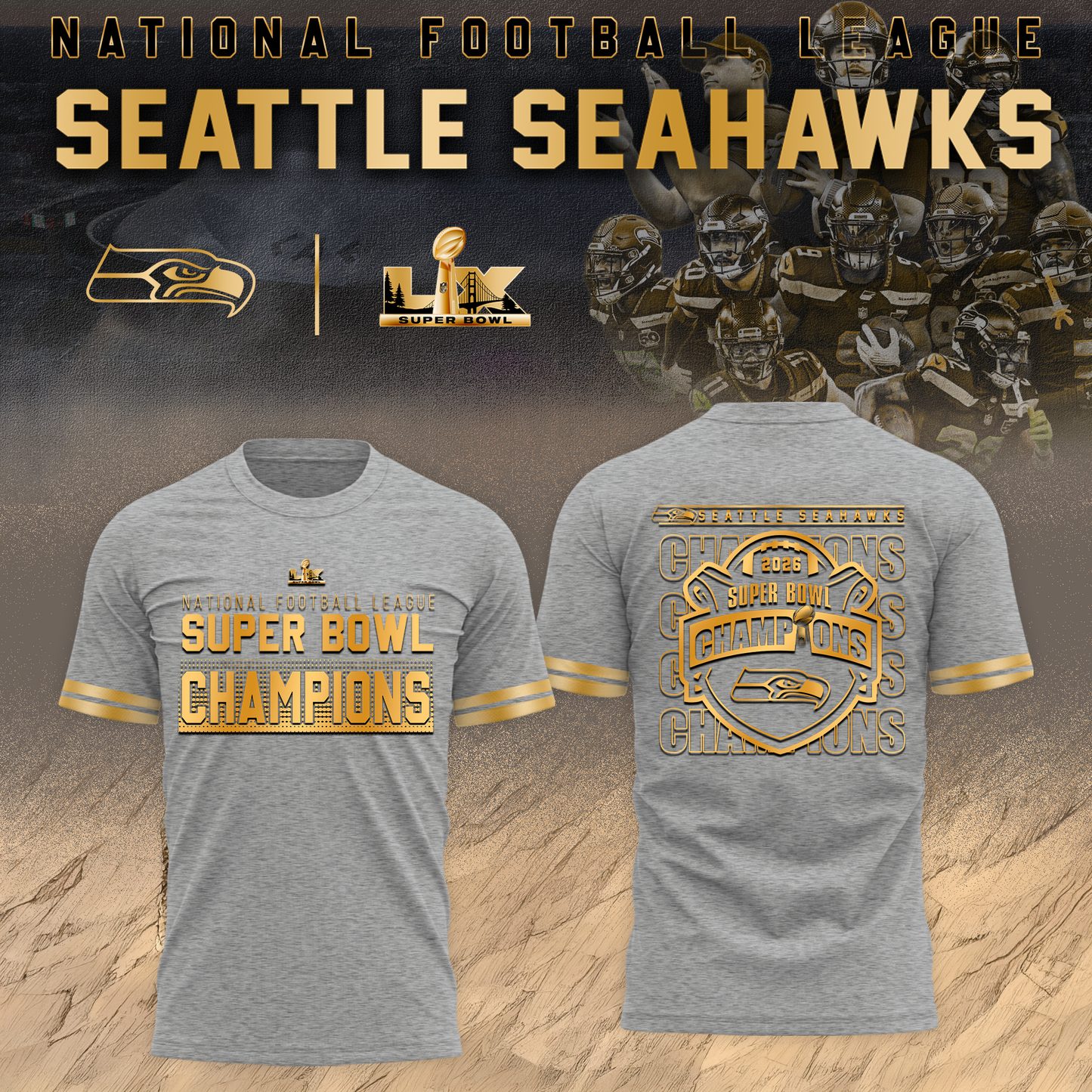 Seahawks 2026 Super Bowl LX Tshirt - Limited Editions