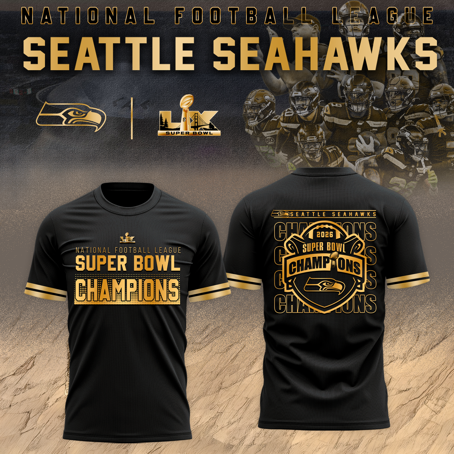 Seahawks 2026 Super Bowl LX Tshirt - Limited Editions