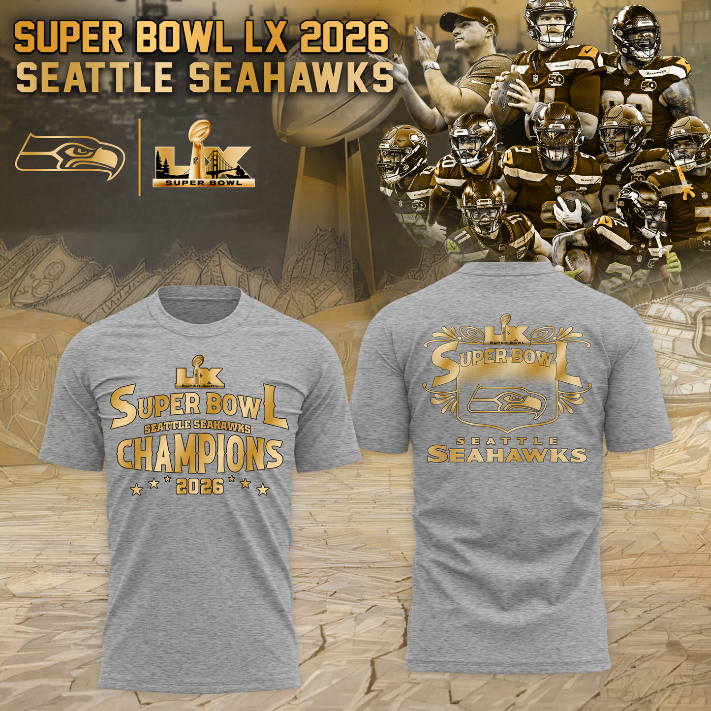 Seahawks 2026 Super Bowl LX Tshirt - Limited Editions